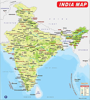 Detailed Political Map of India Showing All States, Cities, and Major Rivers HD phone wallpaper