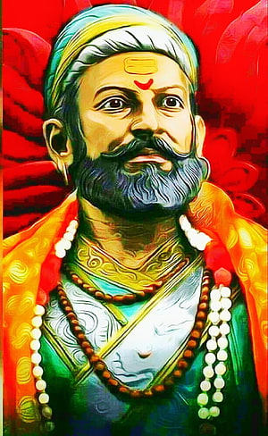 Chhatrapati Shivaji Maharaj Portrait with Turban and Rudraksha Beads HD phone wallpaper