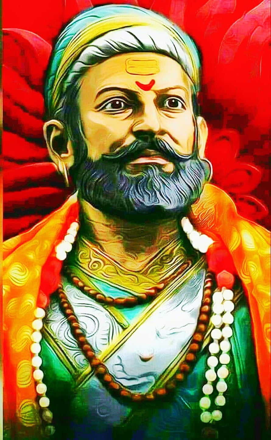 Chhatrapati Shivaji Maharaj Portrait with Turban and Rudraksha Beads HD phone wallpaper