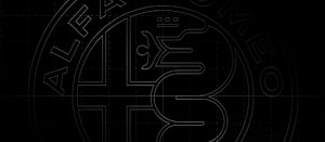 Alfa Romeo Emblem Blueprint Design on Black Background HD wallpaper