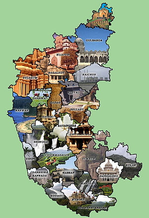 Karnataka State Map with District Landmarks and Cultural Highlights HD phone wallpaper