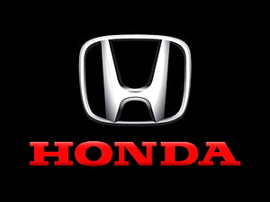 Honda Automotive Brand Emblem With Red Wordmark On Black Background HD wallpaper