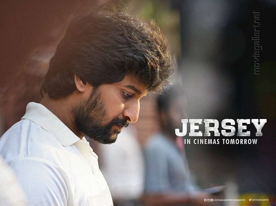 Nani in Jersey Movie Promotional Poster with Cinematic Lighting and Text Overlay HD wallpaper