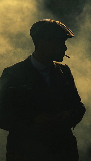 Peaky Blinders Thomas Shelby Silhouette in Smoke and Golden Light HD phone wallpaper