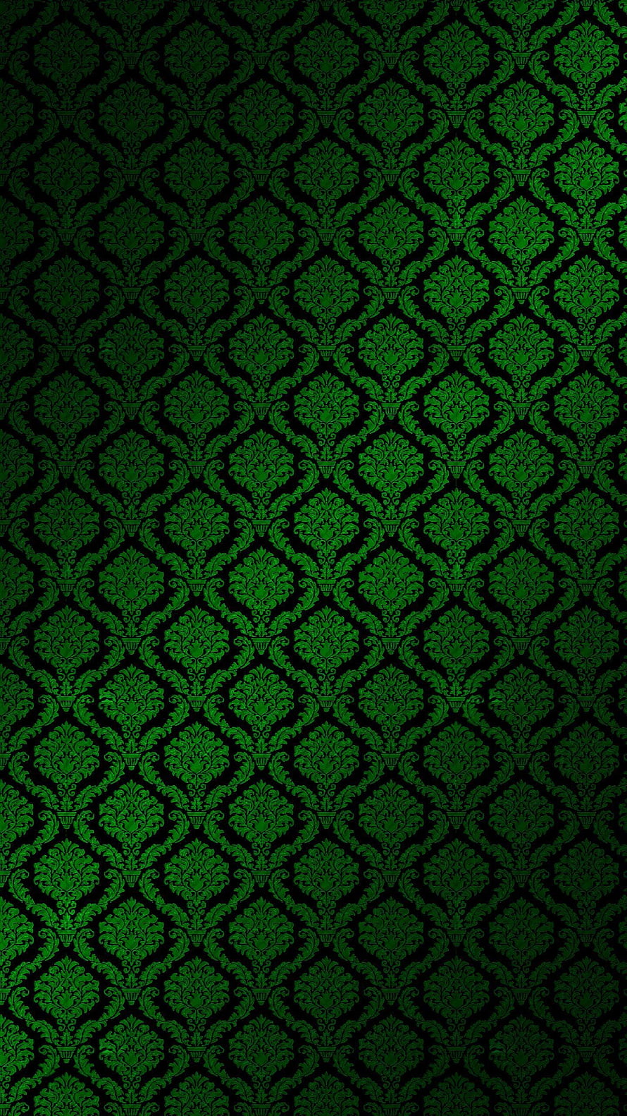 Dark Green and Black Damask Pattern with Ornate Floral Motifs and Classic Baroque Design HD phone wallpaper