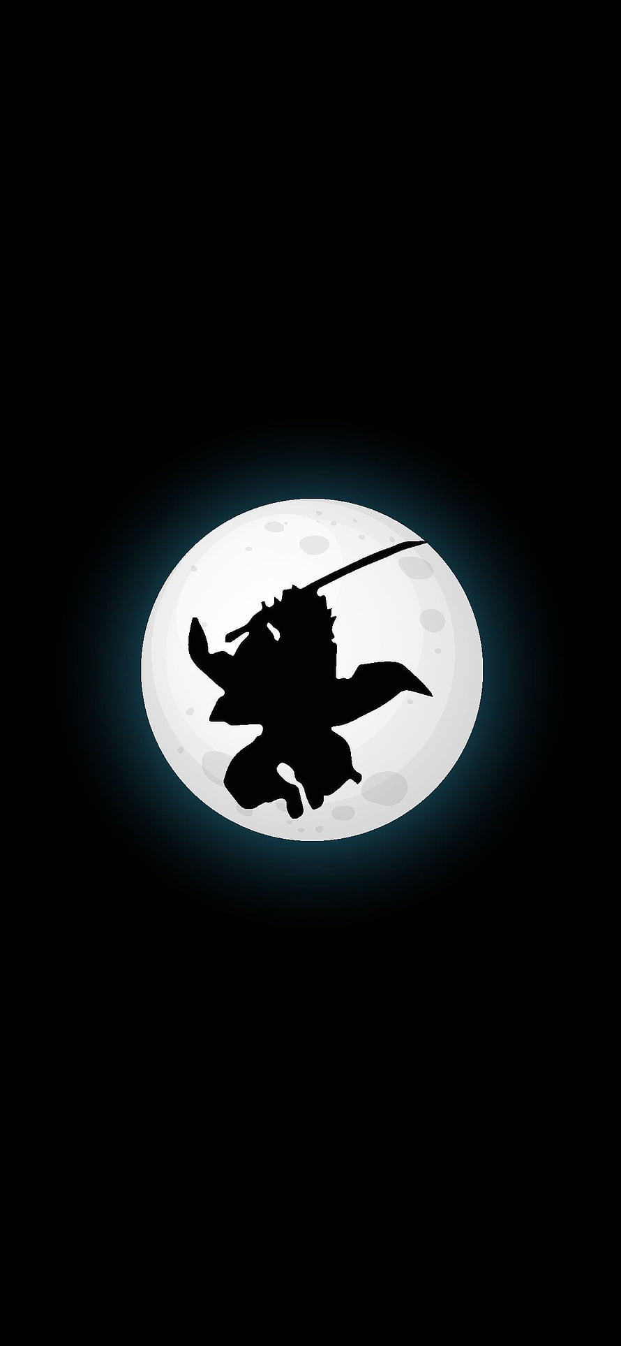Demon Slayer Silhouette Flying Against Full Moon AMOLED Dark Wallpaper HD phone wallpaper