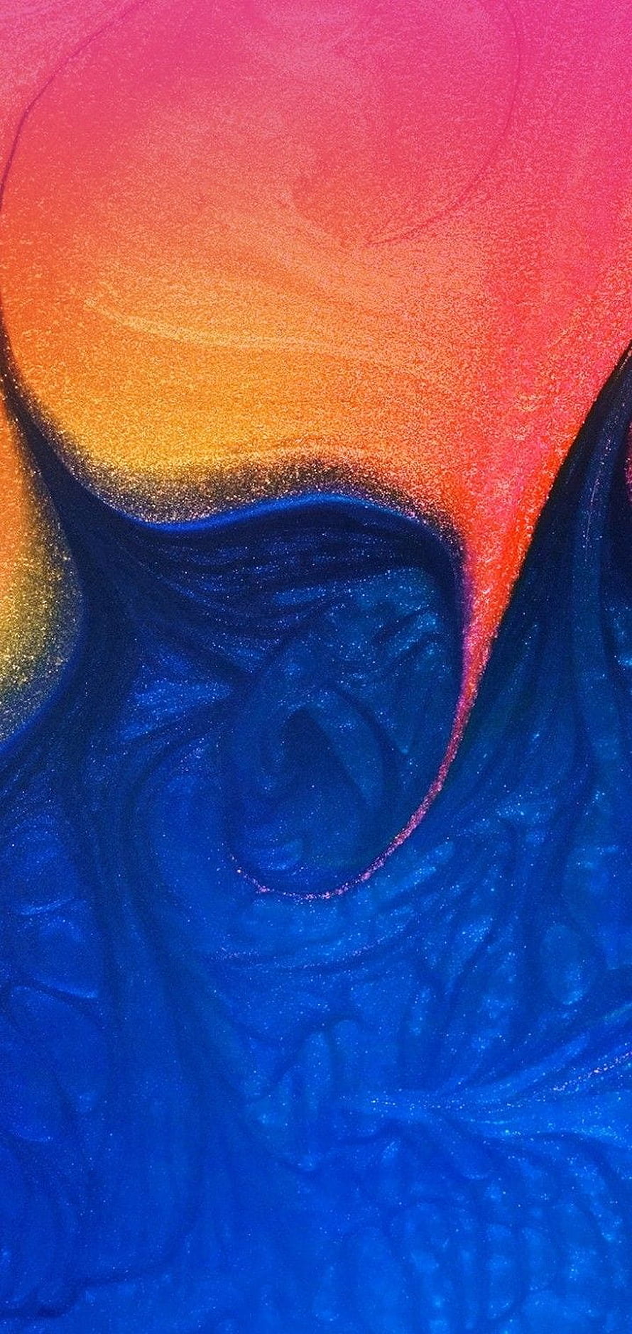 Vibrant Abstract Fluid Art with Swirling Blue and Orange Hues HD phone wallpaper