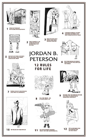 Jordan B. Peterson 12 Rules for Life Illustrated Poster with Black and White Sketches HD phone wallpaper