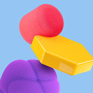 Vibrant 3D Abstract Shapes with Matte and Glossy Textures on Blue Background HD phone wallpaper