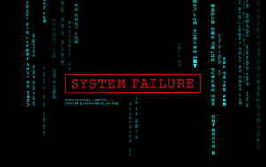 System Failure Digital Glitch Art with Matrix Code Rain and Red Error Text HD wallpaper