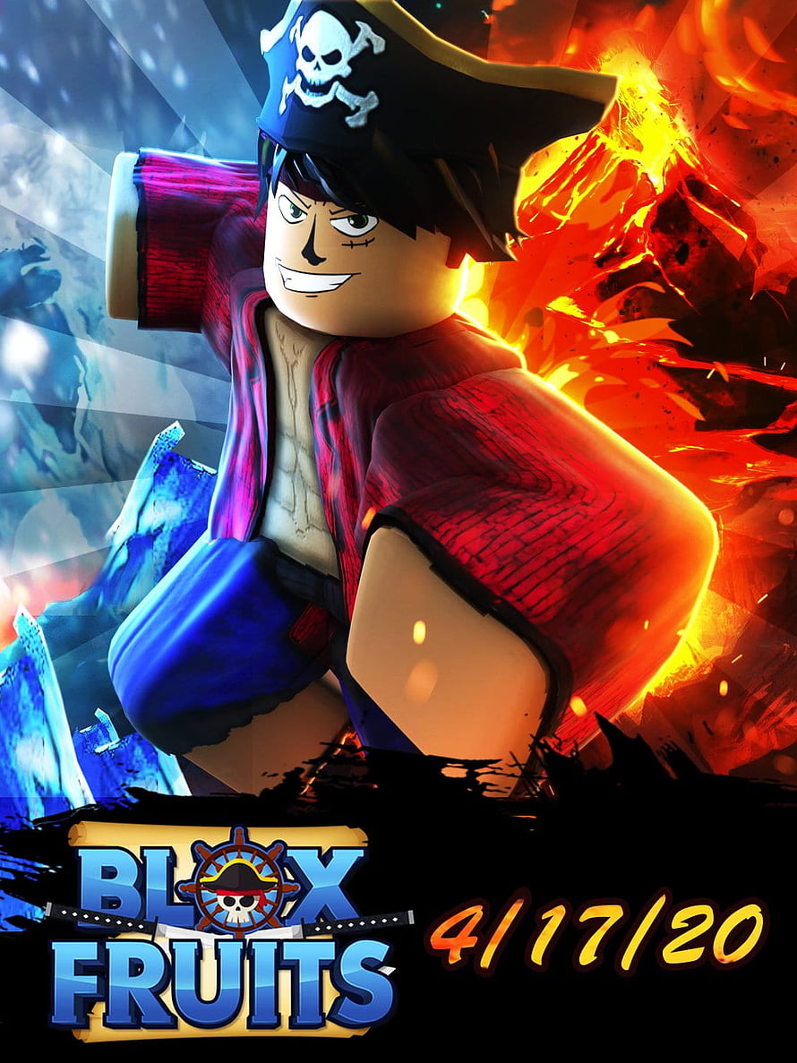 Blox Fruits Pirate Character with Fire and Ice Effects in Roblox Style HD phone wallpaper