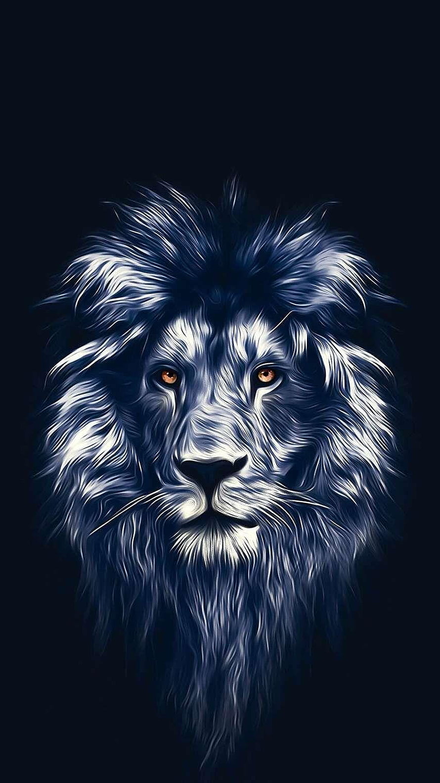 Majestic Blue Lion Portrait with Amber Eyes on Dark Background HD phone wallpaper