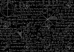 Black Chalkboard Filled With White Mathematical Equations, Calculus Formulas, and Geometric Diagrams HD wallpaper