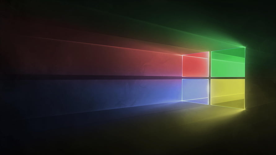 Windows 10 Default Wallpaper with Neon Color Glow on Dark Background HD wallpaper
