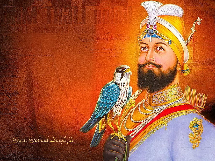 Guru Gobind Singh Ji Portrait with Falcon and Traditional Turban HD wallpaper
