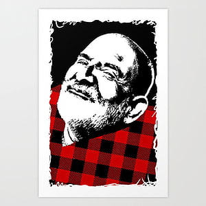 Neem Karoli Baba High Contrast Portrait Art Print with Red Plaid Pattern HD phone wallpaper