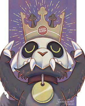 Burger Queen King Owl Character Art with Crown and Bell Collar HD phone wallpaper