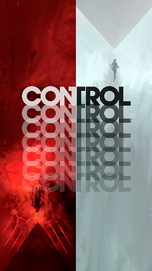 Control Video Game Poster Art with Split Red and White Duality Design HD phone wallpaper