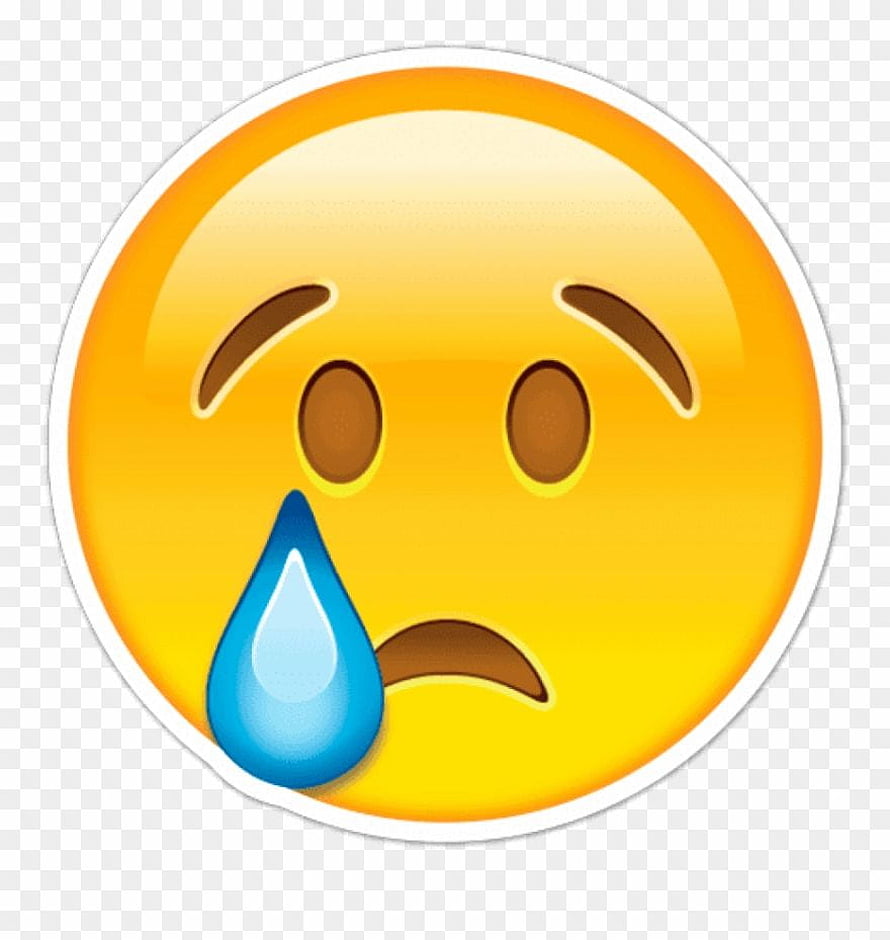 Sad Crying Emoji Face With Blue Tear Drop On Transparent Background HD phone wallpaper