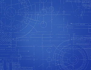 Classic Blue Technical Blueprint with Mechanical Gears and Engineering Schematics HD wallpaper