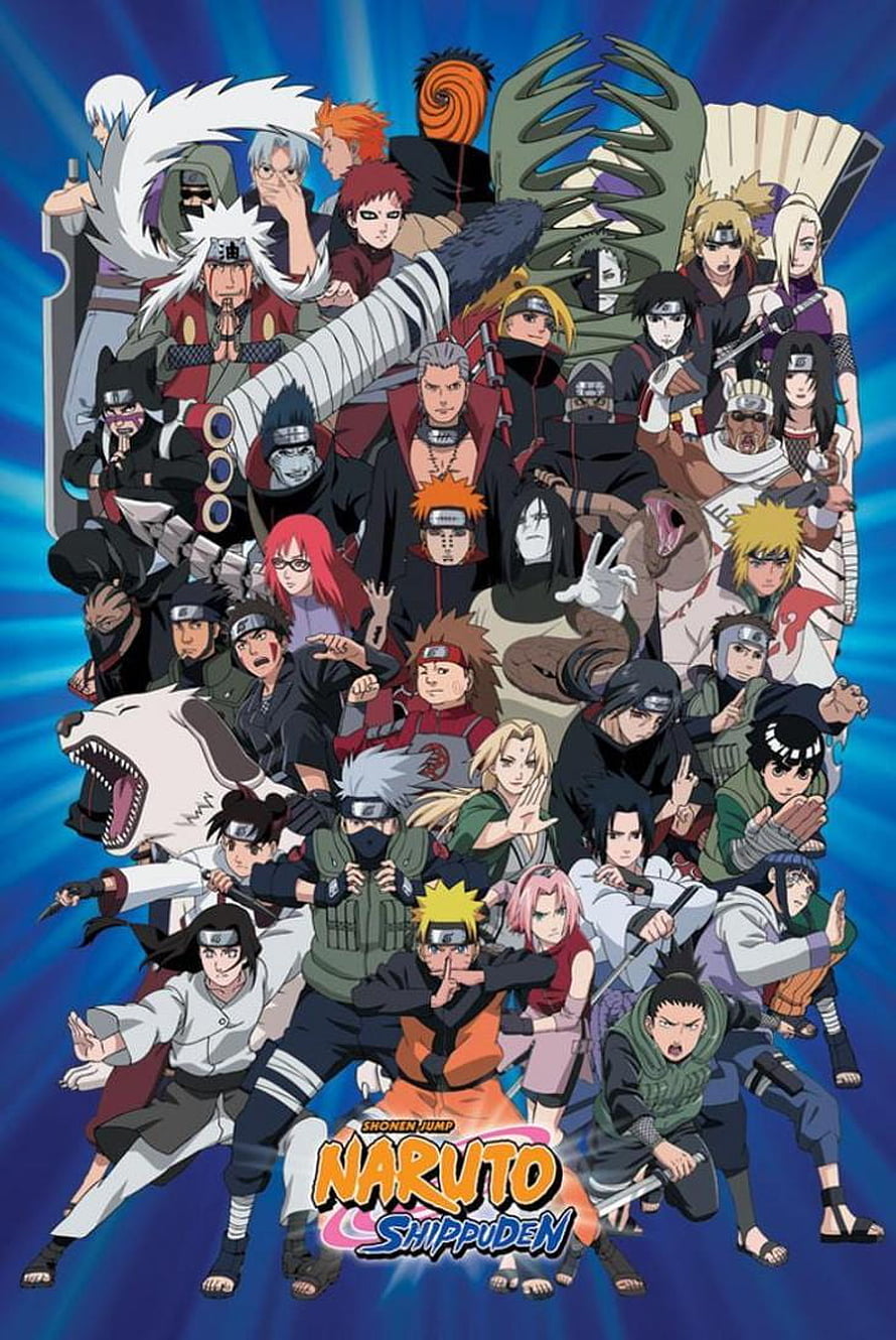 Naruto Shippuden Full Cast Group Poster with All Main Characters HD phone wallpaper