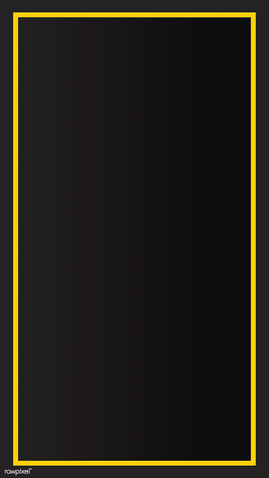 Minimalist black background with a bold yellow rectangular border frame design HD phone wallpaper