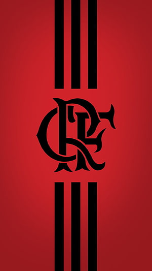 Flamengo Club Emblem with Vertical Stripes on Deep Red Background HD phone wallpaper