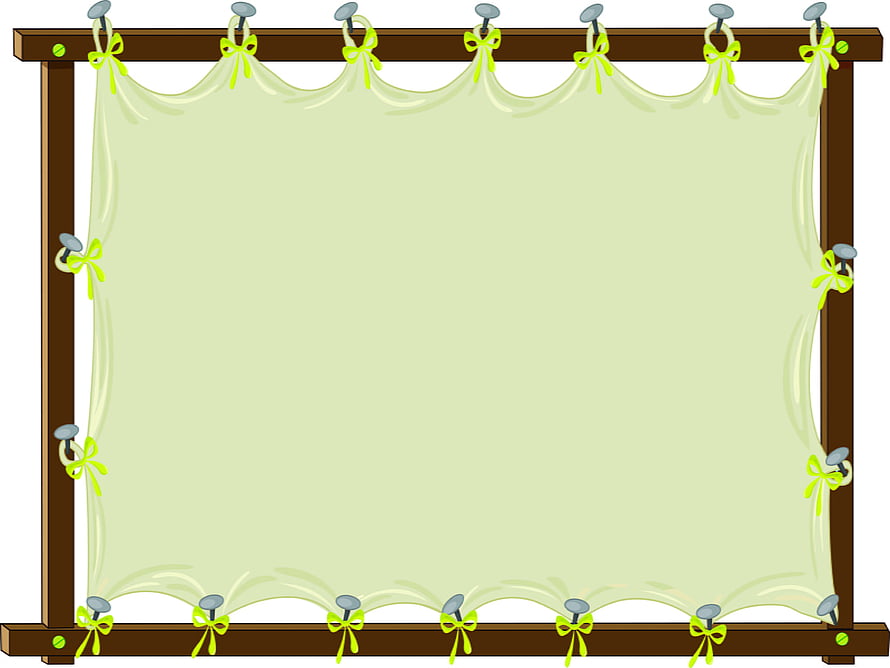 Cute School Bulletin Board Frame with Green Bows and Wooden Border HD wallpaper