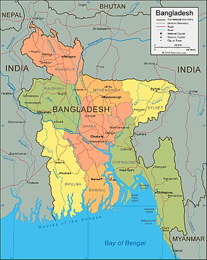 Detailed Political Map of Bangladesh Showing Divisions, Cities, and Rivers HD phone wallpaper