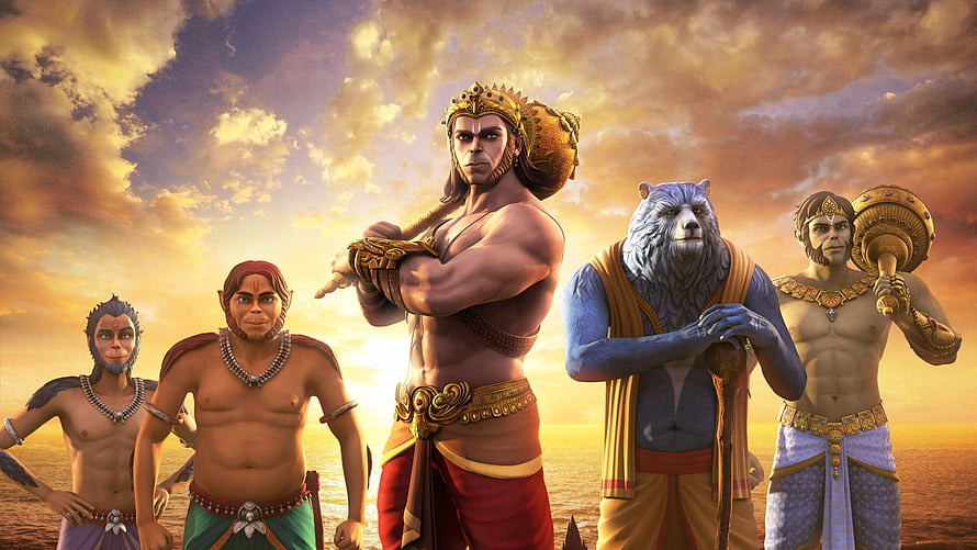 Hanuman and the Vanara Army in Epic 3D Animation Style HD wallpaper