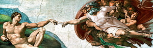 Michelangelo's The Creation of Adam Fresco from the Sistine Chapel Ceiling HD wallpaper