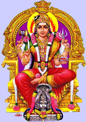 Mariamman Deity Seated on Golden Throne Holding Trident and Sword, 49 Mariamman ideas in 2021, #mariamman HD phone wallpaper