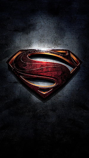 Man of Steel Superman Emblem on Dark Textured Background, Man of Steel , mobile superman HD phone wallpaper