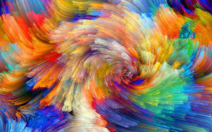 Vibrant Swirling Color Splash Abstract Digital Art with Dynamic Brushstrokes HD wallpaper