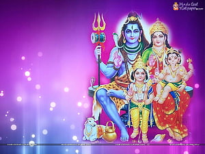 Shiva Parvati Ganesh Kartikeya Hindu Deity Family Portrait HD wallpaper