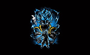 Dragon Ball Z Goku Blue Aura Fusion Attack on Black Background HD wallpaper