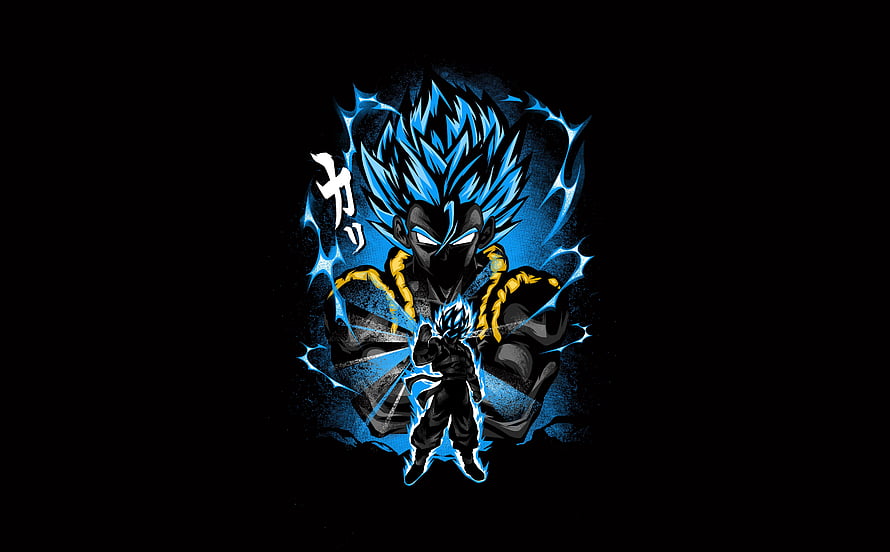 Dragon Ball Z Goku Blue Aura Fusion Attack on Black Background HD wallpaper