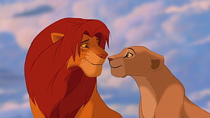 Simba and Nala Share a Tender Moment in The Lion King Classic Animated Scene HD wallpaper