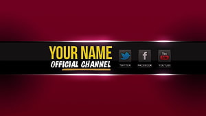 Dark Red YouTube Channel Banner Template with Social Media Icons and Placeholder Text HD wallpaper