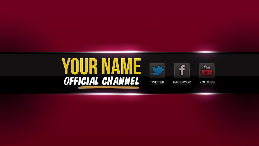 Dark Red YouTube Channel Banner Template with Social Media Icons and Placeholder Text HD wallpaper