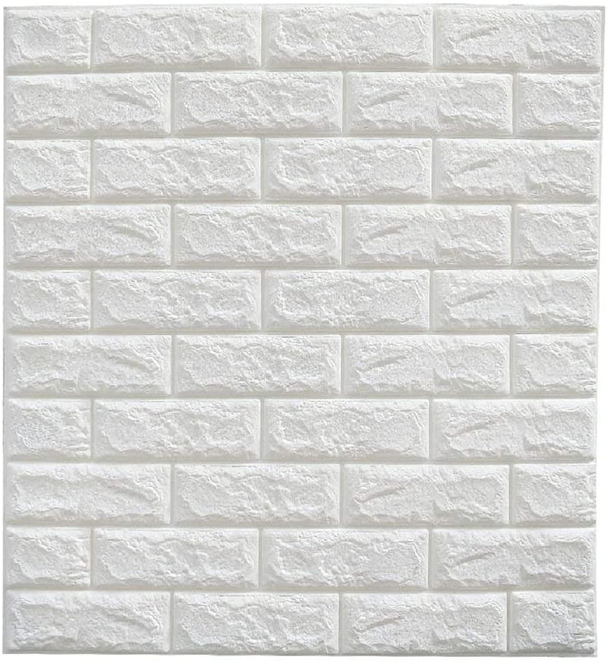 White 3D Brick Wall Panel Texture with Raised Stone Pattern for Interior Design HD phone wallpaper
