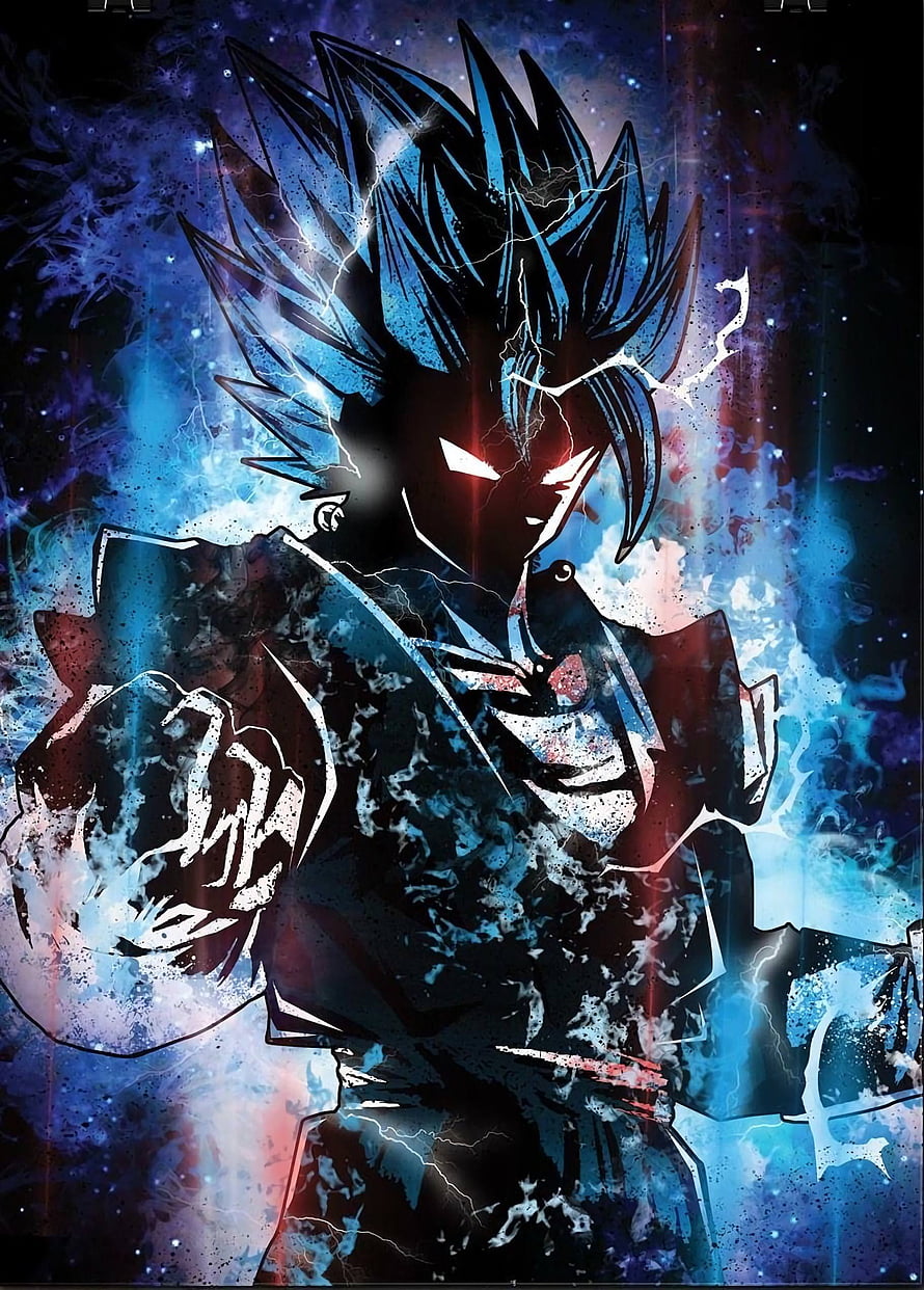 Goku Ultra Instinct Dragon Ball Super Dark Artwork with Cosmic Energy and Lightning HD phone wallpaper
