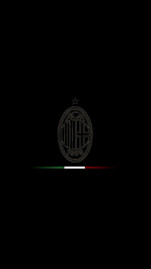 AC Milan Minimalist Emblem with Italian Flag Accent on Black Background HD phone wallpaper