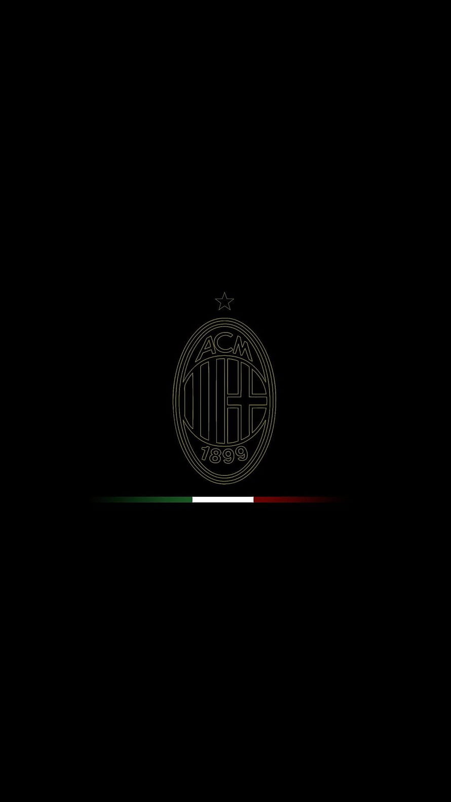 AC Milan Minimalist Emblem with Italian Flag Accent on Black Background HD phone wallpaper