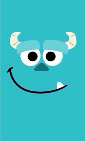 Sullivan from Monsters Inc. Cute Cartoon Face on Teal Background HD phone wallpaper