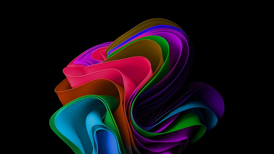 Windows 11 Default Abstract Ribbon Wallpaper on Black Background HD wallpaper