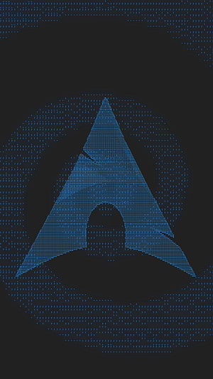 Arch Linux Minimalist Logo Wallpaper with Blue Dot Matrix Design on Dark Background HD phone wallpaper