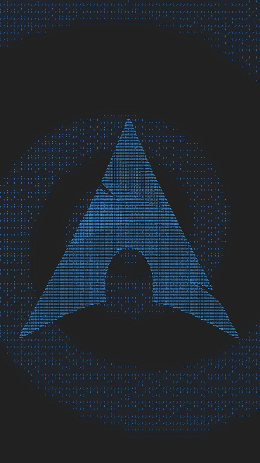 Arch Linux Minimalist Logo Wallpaper with Blue Dot Matrix Design on Dark Background HD phone wallpaper