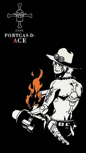 Portgas D. Ace Anime Illustration with Flames and White Hat HD phone wallpaper