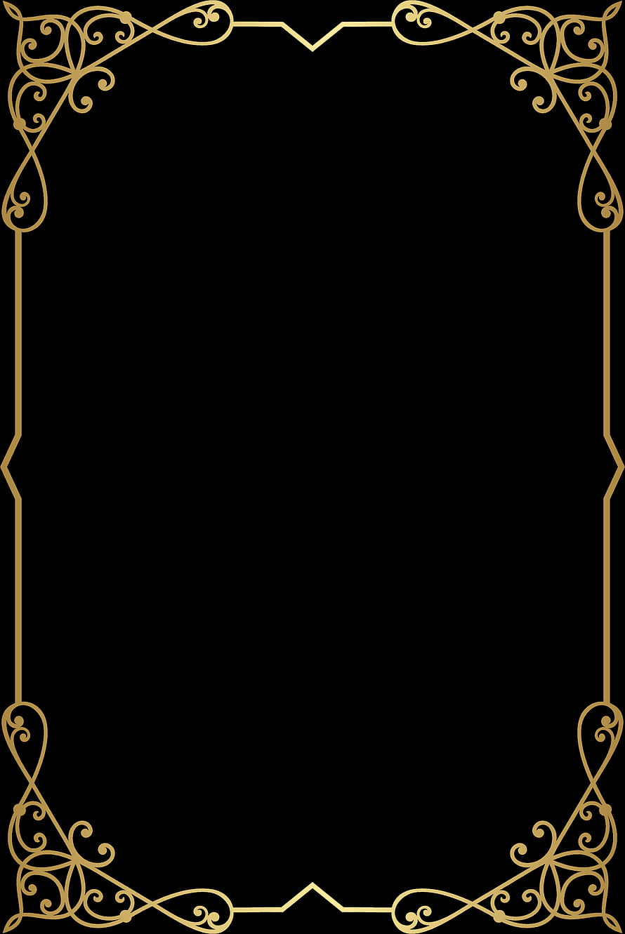 Elegant Gold Ornamental Frame Border on Black Background HD phone wallpaper
